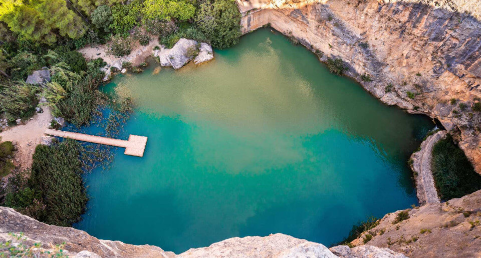 Vista aérea del Charco azul de Chulilla