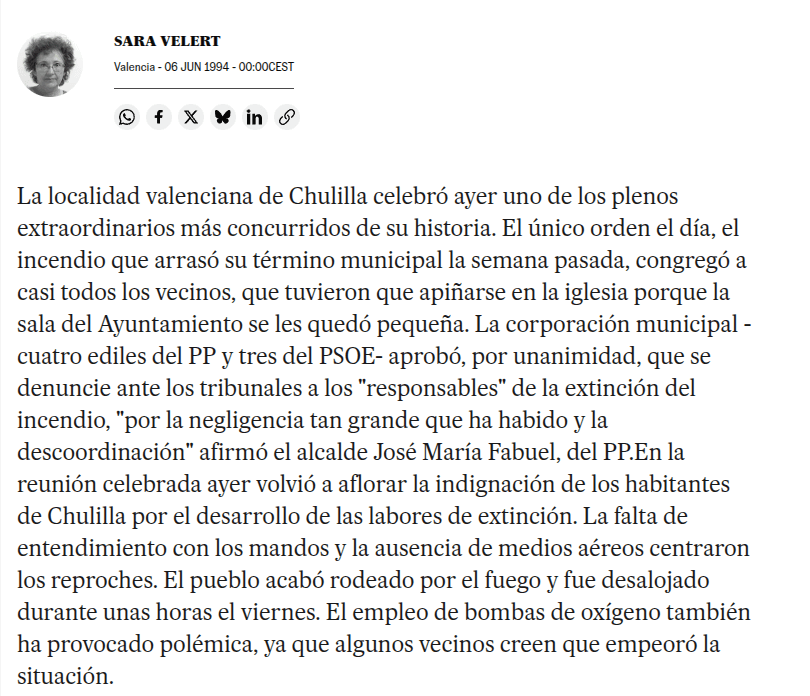 chulilla denuncia generalitat incendio 1994